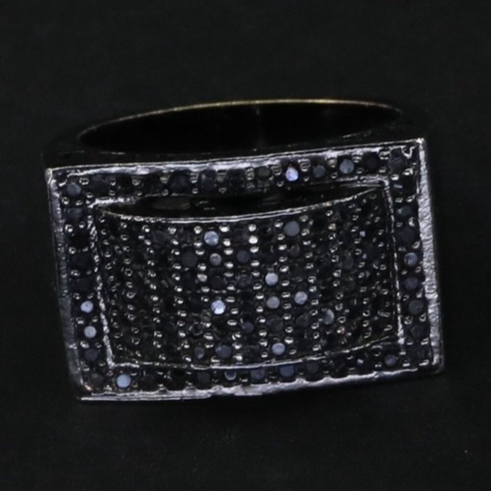 Silver Tone Channel-Set CZ Pave Signet Ring Size 8 - 9 grams - Picture 9 of 9